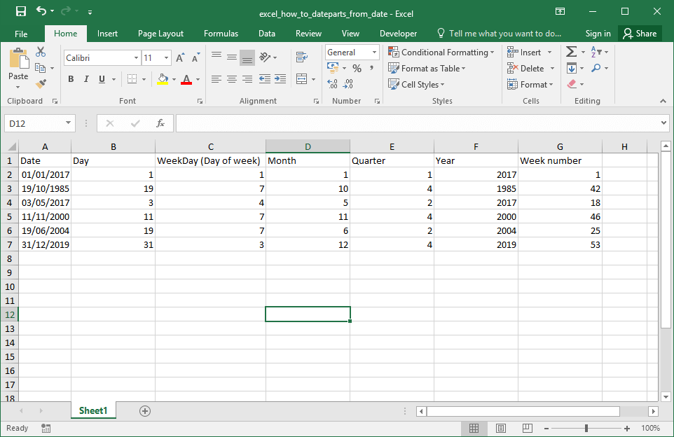 Excel How To - Month from date