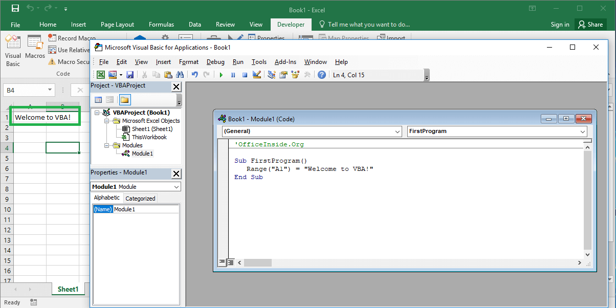 Excel VBA course - How to write first program in VBA Excel?