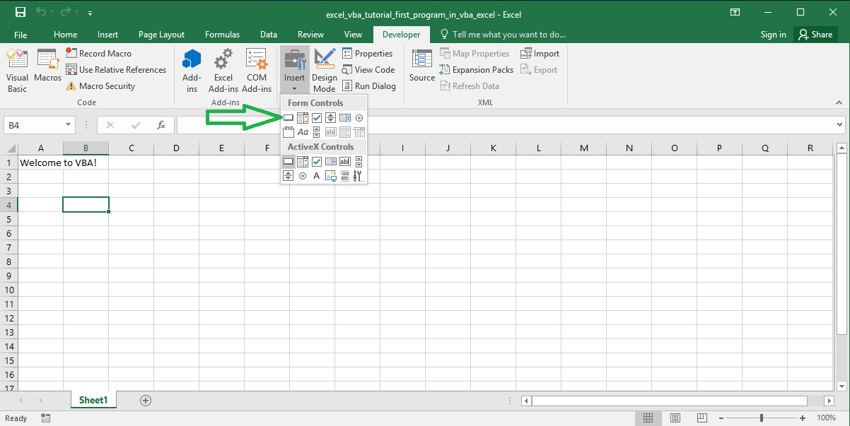 Excel VBA course - Running macro with a button