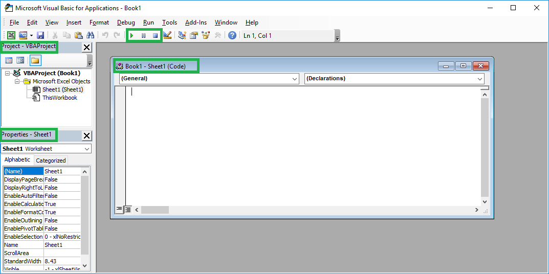 Excel VBA course - VisualBasic Editor elements