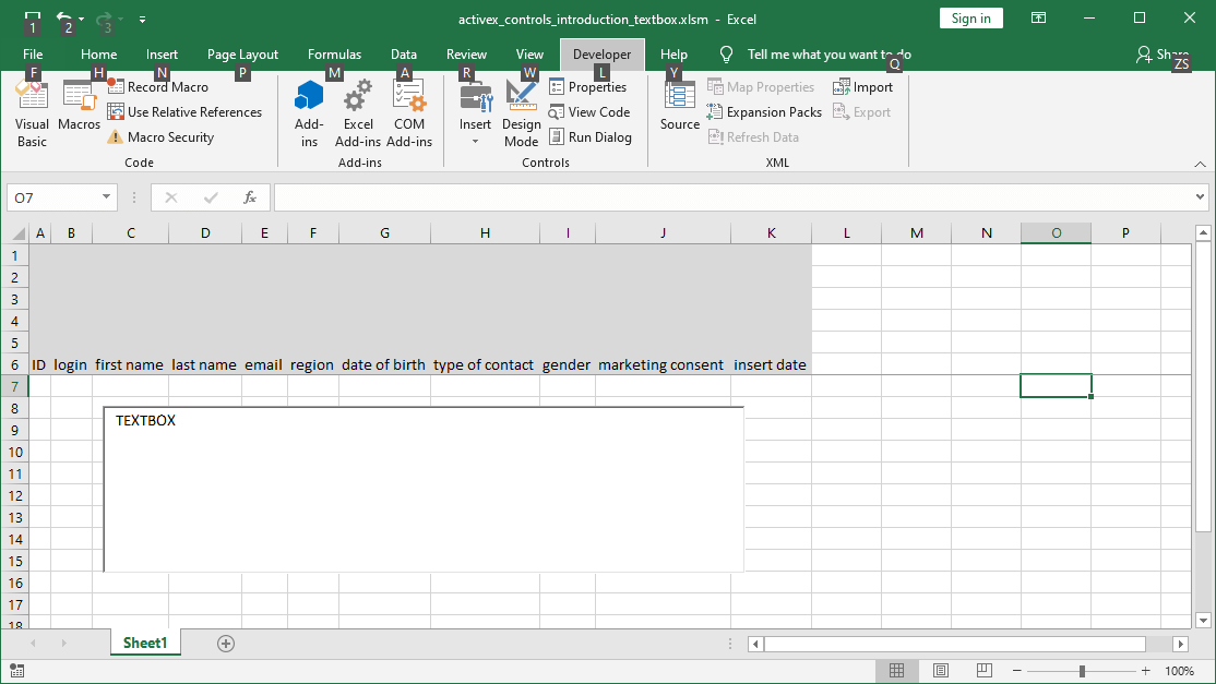 ActiveX controls - TextBox in Excel VBA