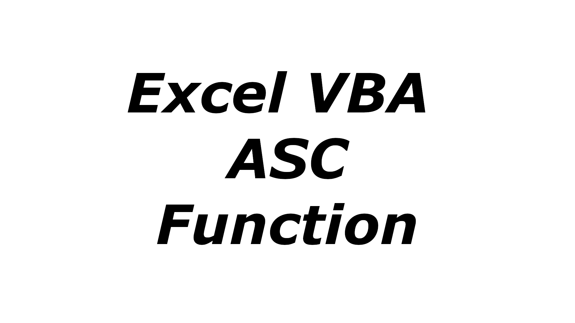 Excel VBA ASC function