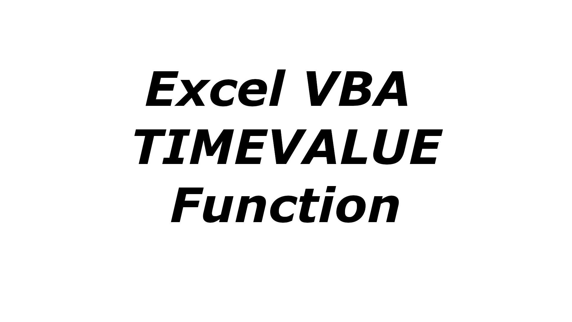 Excel VBA TIMEVALUE function