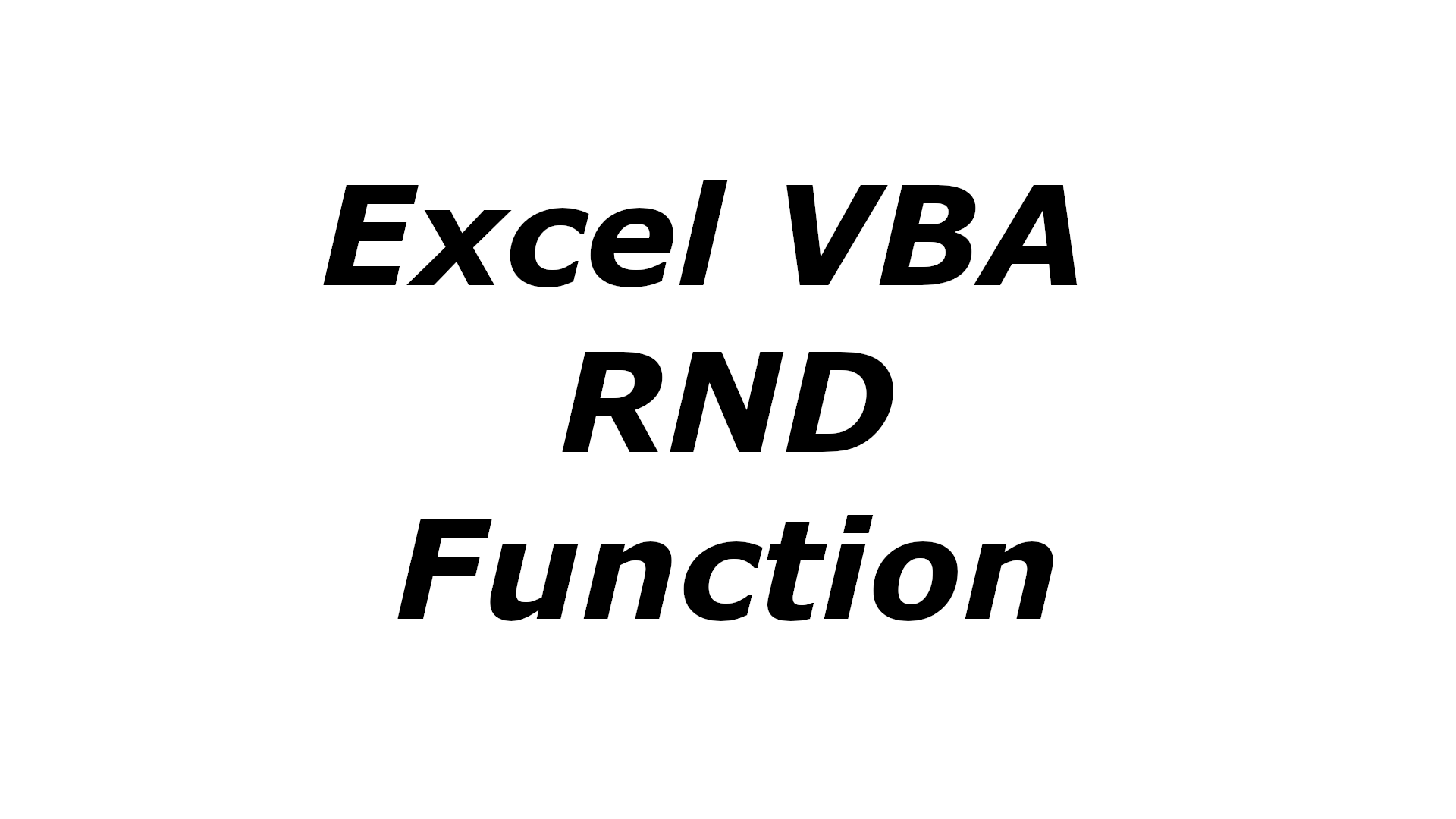 Excel VBA RND function