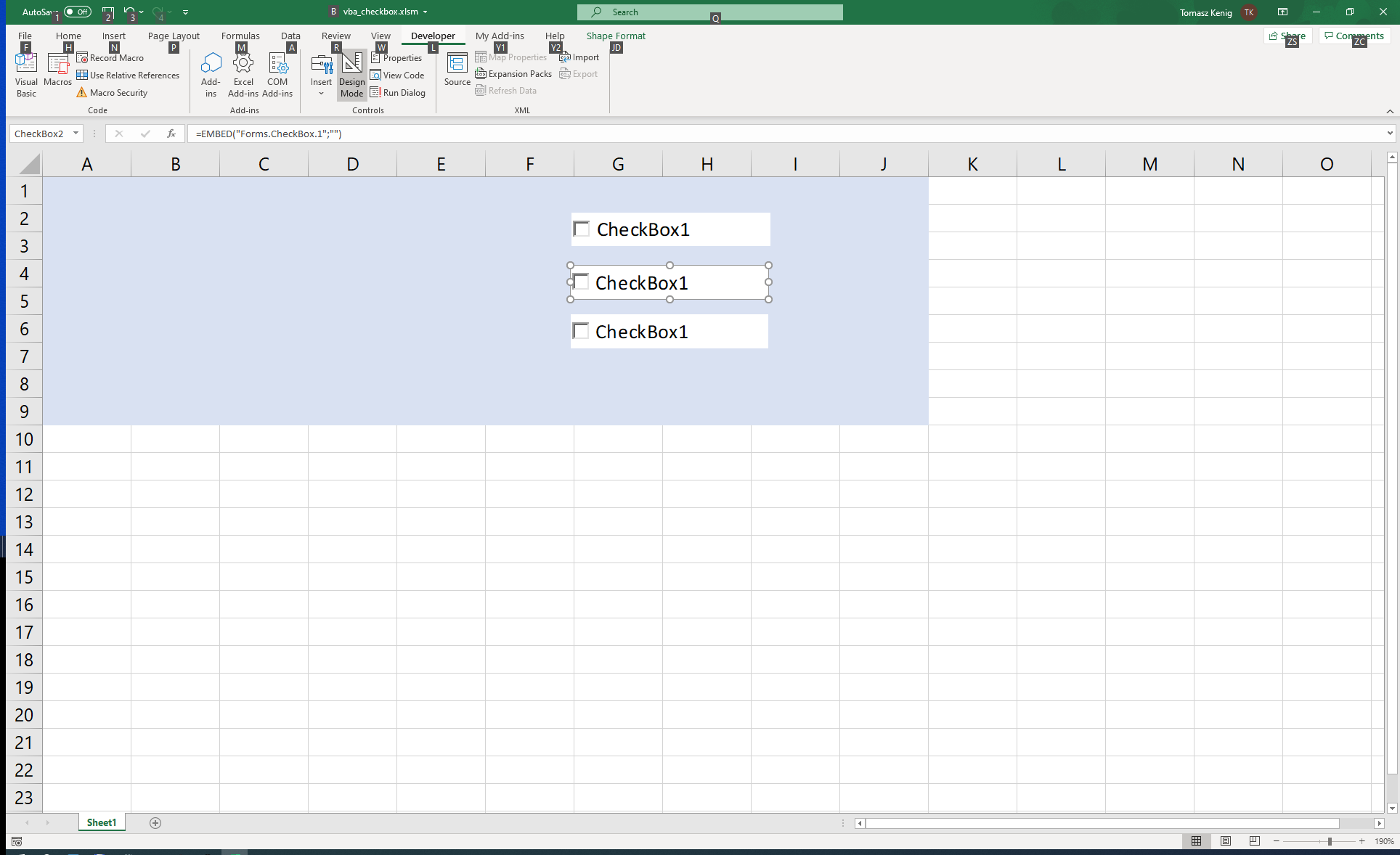 ActiveX controls - Check Box in Excel VBA